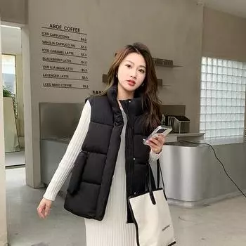 Новый осенне-зимний женский модный жилет из хлопка, свободный и универсальный жилет из хлопка для верхней одежды S
