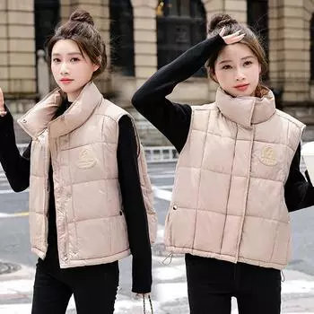 Новый осенне-зимний женский модный жилет из хлопка, свободный и универсальный жилет из хлопка для верхней одежды L