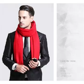 Новый осенне-зимний женский универсальный модный трендовый шарф с кисточками, шаль для тепла, однотонный, плотная шерсть, хорошее качество, высокая экономическая эффективность 190*32cm красный