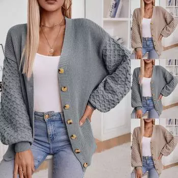 Новый осенне-зимний женский вязаный кардиган осенне-зимний ретро свободный свитер с длинными рукавами L