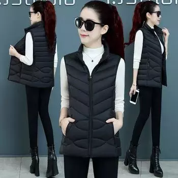 Новый осенне-зимний женский жилет куртка зарубежная мода универсальный воротник-стойка жилет осенне-зимнее женское пальто жилет XL 90-52.5 kg розовый