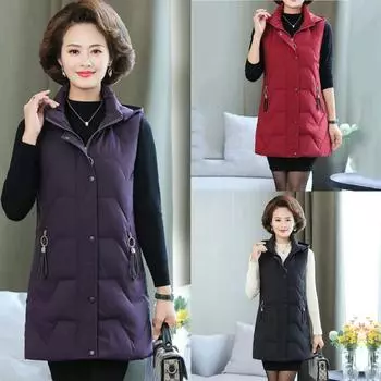 Новый осенне-зимний женский жилет, женский свободный тонкий утепленный универсальный съемный жилет средней длины с капюшоном, женский жилет 6XL