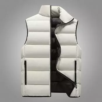 Новый осенне-зимний жилет с хлопковой подкладкой, мужской модный брендовый повседневный удобный жилет плюс хлопковое толстое теплое пальто для пар M чёрный