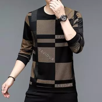 Новый осенний свитшот для мужчин и женщин, повседневная свободная модная футболка в корейском стиле с длинными рукавами и круглым вырезом с принтом для мужчин M