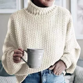 Новый осенний свободный повседневный трикотажный свитер с длинным рукавом для женщин, зимний свитер с полувысоким воротом, свитера для женщин, модный вязаный свитер больших размеров 24889 S хаки