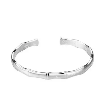 Новый открытый браслет с бамбуковым узлом, женский шаг за шагом, восходящий лазерный браслет с листьями бамбука, белый серебряный браслет с медным покрытием Adjustable size