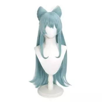 Новый парик для косплея Yumemizuki Mizuki, длинный, светло-голубой, кудрявый, с большим бантом, термостойкие синтетические волосы, парики для аниме-игр + шапочка для парика