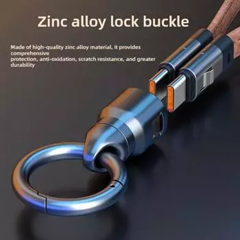 Новый PD240W быстрозарядный кожаный шнурок брелок кабель для передачи данных зарядка подходит для телефона Android Ca N0W9 Black-for TypeC