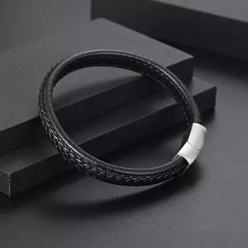 Новый персонализированный черный кожаный браслет из титановой стали