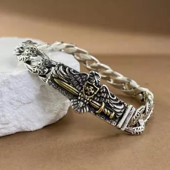 Новый персонализированный и креативный мужской браслет в европейском и американском стиле с изображением орла, модный и властный браслет 18CM серебряный