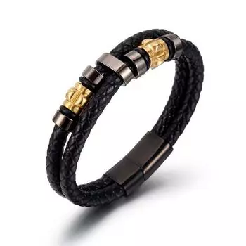 Новый персонализированный плетеный кожаный браслет из титановой стали в стиле ретро-браслет