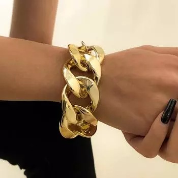 Новый персонализированный ретро-браслет в европейском и американском стиле хип-хоп с преувеличенной геометрической толстой цепью и однослойным браслетом