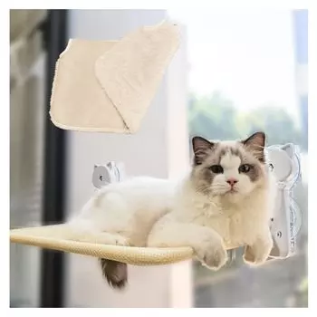 Новый Petstay Cat Strong Присоска Cat Окно Cat Грузоподъемность Окна Кровать для Внутренних Больших и Избыточных Весов Молния Легко Легко Нет бежевый
