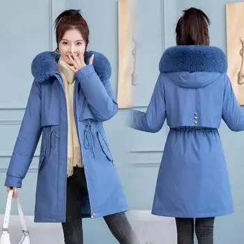 Новый пирог превосходит женскую среднюю и длинную флисовую утолщенную хлопковую одежду повседневную пуховую хлопковую одежду куртку Tide M белый