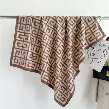 Новый платок 90X90см Четыре сезона Квадратные шелковые шарфы Европа Америка Роскошная бандана Популярный принт Солнцезащитный платок с буквами Хиджаб 90X90cm