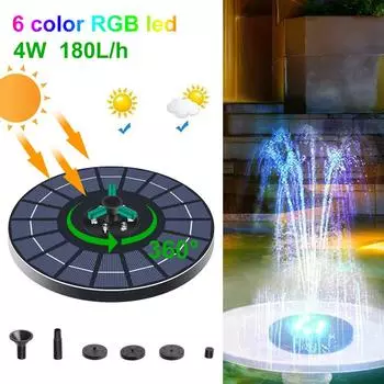 Новый плавающий солнечный фонтан, садовый водопад, фонтан для купания птиц, с вращающейся на 360° насадкой, водяным насосом для прудов и сада чёрный
