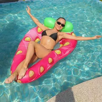 Новый плавучий гамак с клубникой и сеткой, плавающий гамак со спинкой, портативный плавающий гамак с утолщенной сеткой. 143*98CM