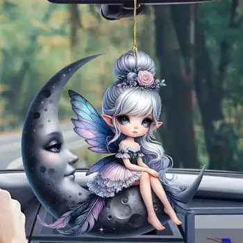 Новый плоский 2D акриловый плоский цветок фея зеленый свежий девушка мультфильм автомобиль кулон сумка кулон