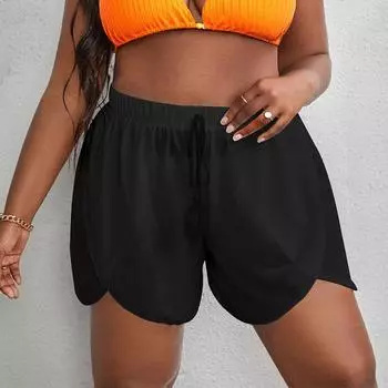 Новый пляжный сетчатый купальник-боксер с высокой талией, солнцезащитные плавки большого размера 0XL чёрный