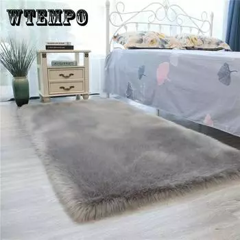 Новый плюшевый мягкий ковер из овчины для спальни, имитация прикроватного коврика, коврик для гостиной, диванная подушка, белые коврики, меховой ковер для гостиной 50*50