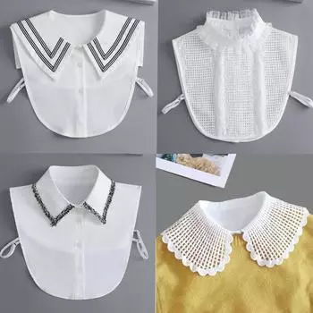 Новый поддельный викторианский воротник-стойка, белые черные кружевные воротники, съемные для женщин, блузка с лацканами, рубашка с накладным воротником для женщин