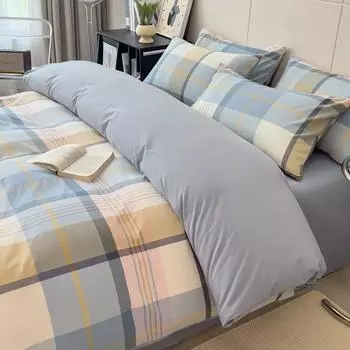 Новый пододеяльник класса А, цельный пододеяльник из окрашенного в пряже мытого хлопка, постельное белье в клетку, приятное для кожи и мягкое, 200x230 Only 2 pillowcases