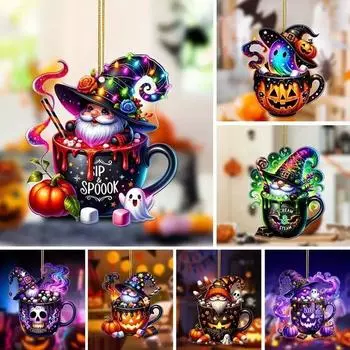 Новый подвесной светильник для салона автомобиля в виде черепа на Хэллоуин с подвесным ключом, автомобильный кулон Style A