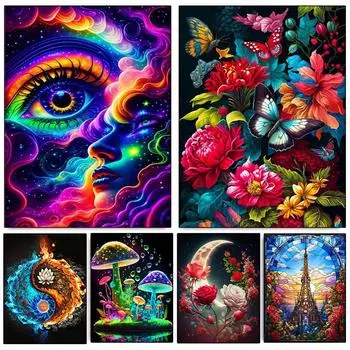 Новый полный круглый квадратный инкрустированный бриллиантами глаз 5DDIY цветной алмазный цветочный пейзаж железная башня набор мозаика картина украшение для дома Full Round 20x30CM