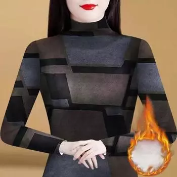 Новый полуводолазка универсальный пуловер Fat MM топ теплая контрастная цветная футболка нижняя часть рубашки наряд для мамы M