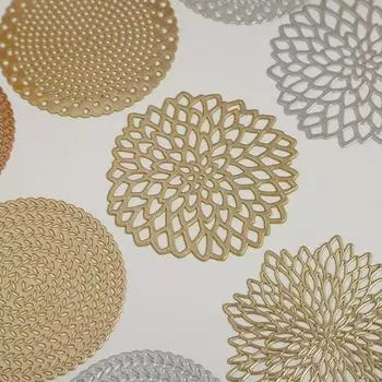 Новый полый ПВХ бронзовый коврик подставка для столовых приборов рождественская подставка под кофе чаша ваза поднос прихватка коврик для дома новогодняя вечеринка обеденный стол декор 10cm