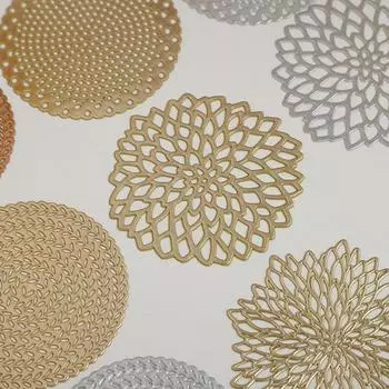 Новый полый ПВХ бронзовый коврик подставка для столовых приборов рождественская подставка под кофе чаша ваза поднос прихватка коврик для дома новогодняя вечеринка обеденный стол декор 10cm