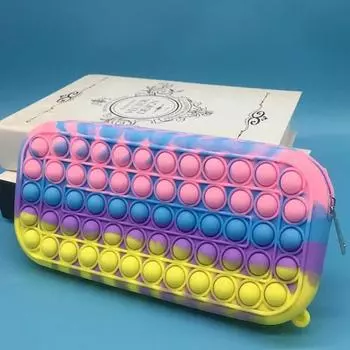 Новый Pops It Push Bubble Fidget Toys Пенал Детская игрушка для снятия стресса Антистресс Popsits Мягкие детские игрушки Поппер small розовый