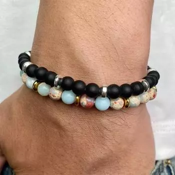 Новый популярный модный браслет из вулканического камня с тигровым глазом для пар, 6 мм, натуральный камень, браслет