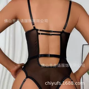 Новый пояс для чулок с вышивкой на губах, цельное эротическое нижнее белье, сексуальная кружевная пижама S