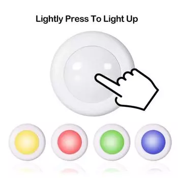 Новый портативный цветной светодиодный ночник на батарейках RGB16 цветов для кухни, прихожей, шкафа - яркое и стильное освещение Opti white