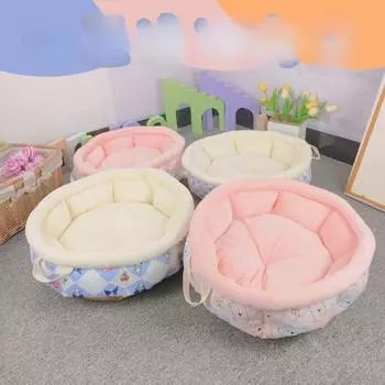 Новый портативный печатный коврик для туалета для домашних животных, круглый наполнитель для собак, кошачий наполнитель, осень-зима, хлопковый наполнитель, зима diameter 50cm