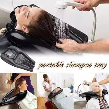 Новый портативный поднос для шампуня, надувная раковина для мытья волос, сделанная для инвалидов, прикованных к постели детей, беременных женщин, пожилых людей, коврик для шампуня 1pcs чёрный
