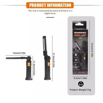 Новый портативный светодиодный фонарик COB, перезаряжаемый через USB рабочий фонарь, магнитный подвесной фонарь Lanterna со встроенной батареей, фонарик для кемпинга