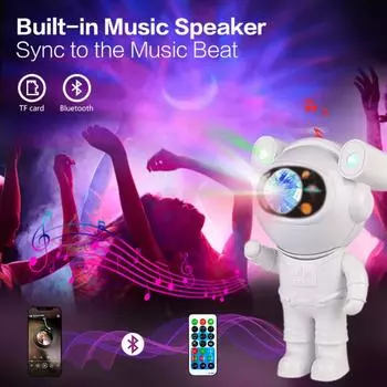 Новый потрясающий светодиодный ночник-проекционный светильник Aurora Astronaut Bluetooth Music - миниатюрный исследователь космоса создает захватывающую атмосферу RGB