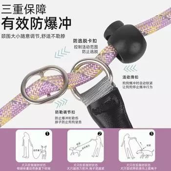 Новый поводок для домашних животных, противовзрывной, с P-цепочкой, светоотражающий и дышащий поводок для собак, интегрированный поводок для собак, товары для животных 1cm 150cm фиолетовый