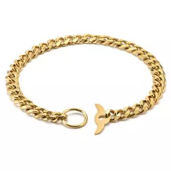 Новый поводок для собак из нержавеющей стали шириной 19 мм, одежда для собак, ювелирные изделия, ошейник для домашних животных 19MM*30CM жёлтый