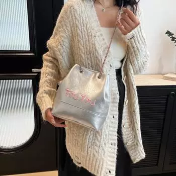 Новый повседневный темпераментный рюкзак модный дизайн цепочка сумка-ведро многофункциональный рюкзак для отдыха и путешествий серый