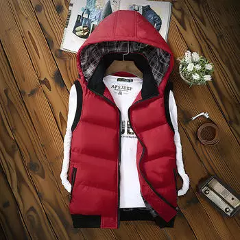 Новый повседневный жилет из хлопка с капюшоном, мужская зимняя приталенная куртка корейского образца, молодежный однотонный кардиган, пальто с хлопковой подкладкой M