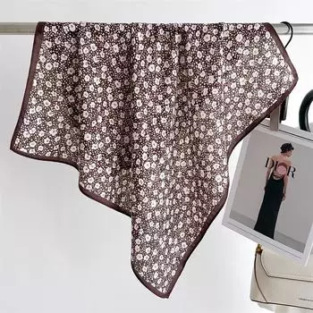 Новый принт Шелковый квадратный женский шейный платок Шарф Обертывание Головной платок Пляжная повязка для волос Женский 65*65 см Бандана Лента Повязка на голову Шейный платок Шаль 65X65cm