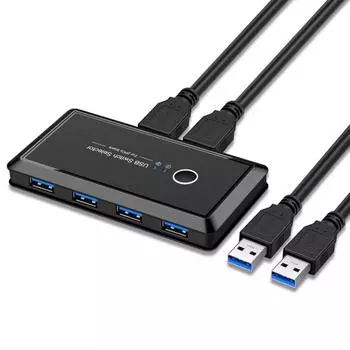 Новый принтер USB 3.0 коммутатор концентратор селекторный кабель 2 ПК совместное использование 4 устройств для клавиатуры мыши чёрный