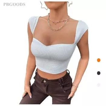 Новый приталенный жилет с квадратным воротником и ультракоротким жилетом без рукавов для S чёрный