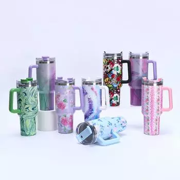 Новый процесс печати на автомобильных чашках из нержавеющей стали 304 с переносом воды, двухслойная вакуумная термокружка для улицы со льдом 40oz