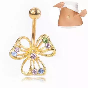 Новый продукт Европейские и американские новые золотые полые кольца для пупка Изысканные и стильные ногти для пупка золотистый