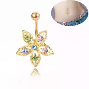 Новый продукт, европейский и американский новый золотой кленовый лист, пупок живота, украшение для танца живота, ногти для пупка живота золотистый