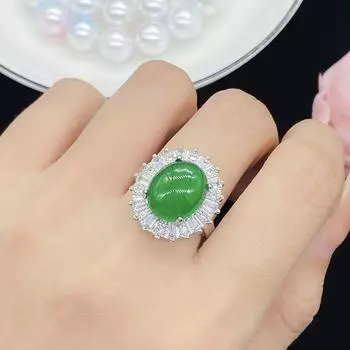 Новый продукт Имитация натурального ледяного халцедона яшмы Открытое кольцо для женщин, высококачественное кольцо с бриллиантами opening adjustable